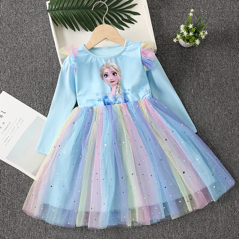 DISNEY kids designer clothes baby girl designer clothes Frozen Elsa princess Girls' princess dress for Halloween holiday outfit comfortable and s