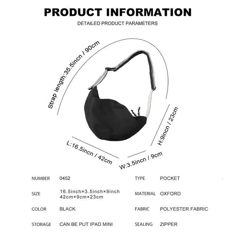 Fashion Casual Nyl Hobo Crossbody Bag For Wen Men Waterproof e Shoder Backpack Travel Half Mo Bag Unisex Teenagers Book Bag Y251121