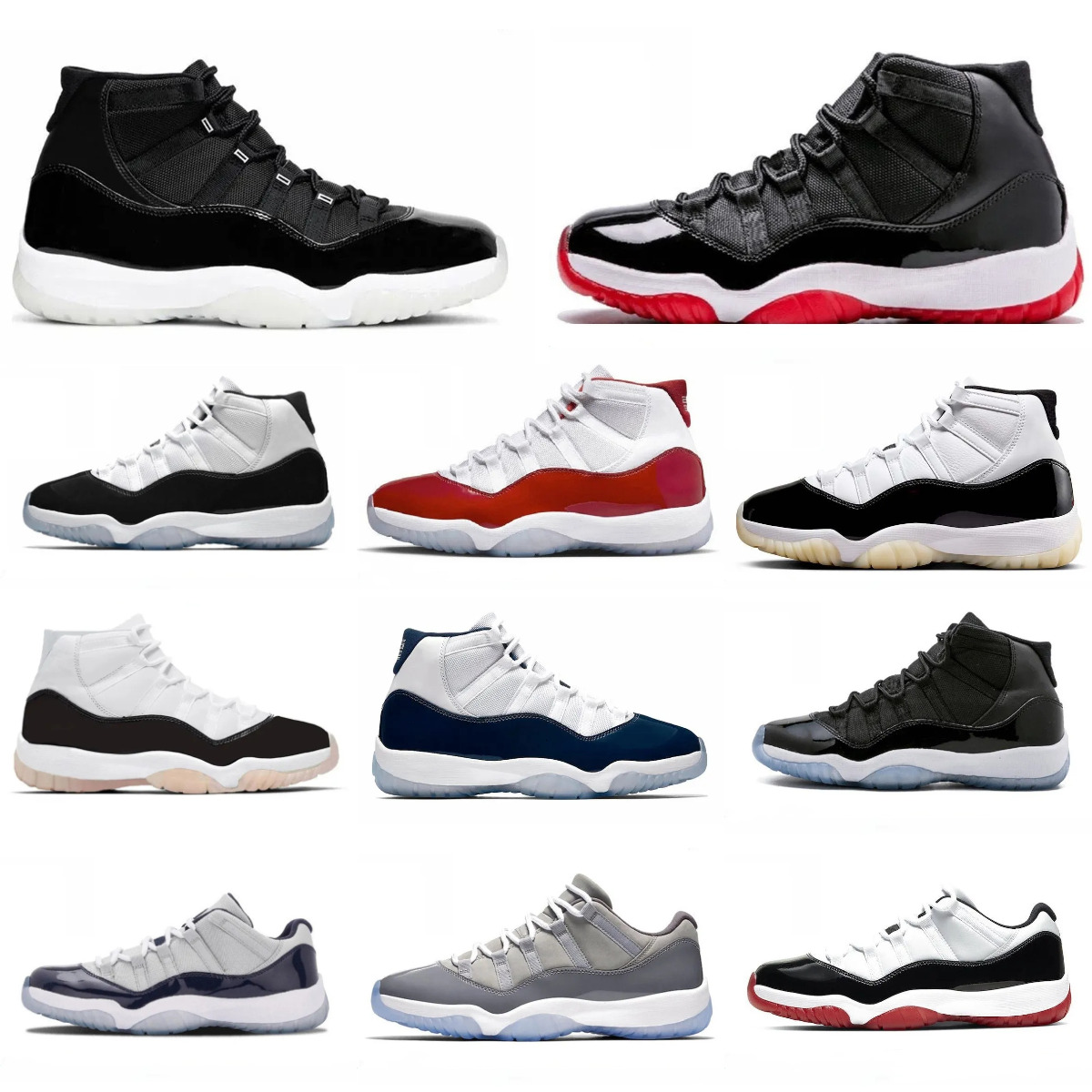 Trainers 11 J11 Basketball Shoes Jump Mens RetroES Women 11s Jubilee Cherry Cap And Gown Bred Space Jam Gamma Blue 45 High Low COOL GREY Brand Designer Outdoor Sneakers