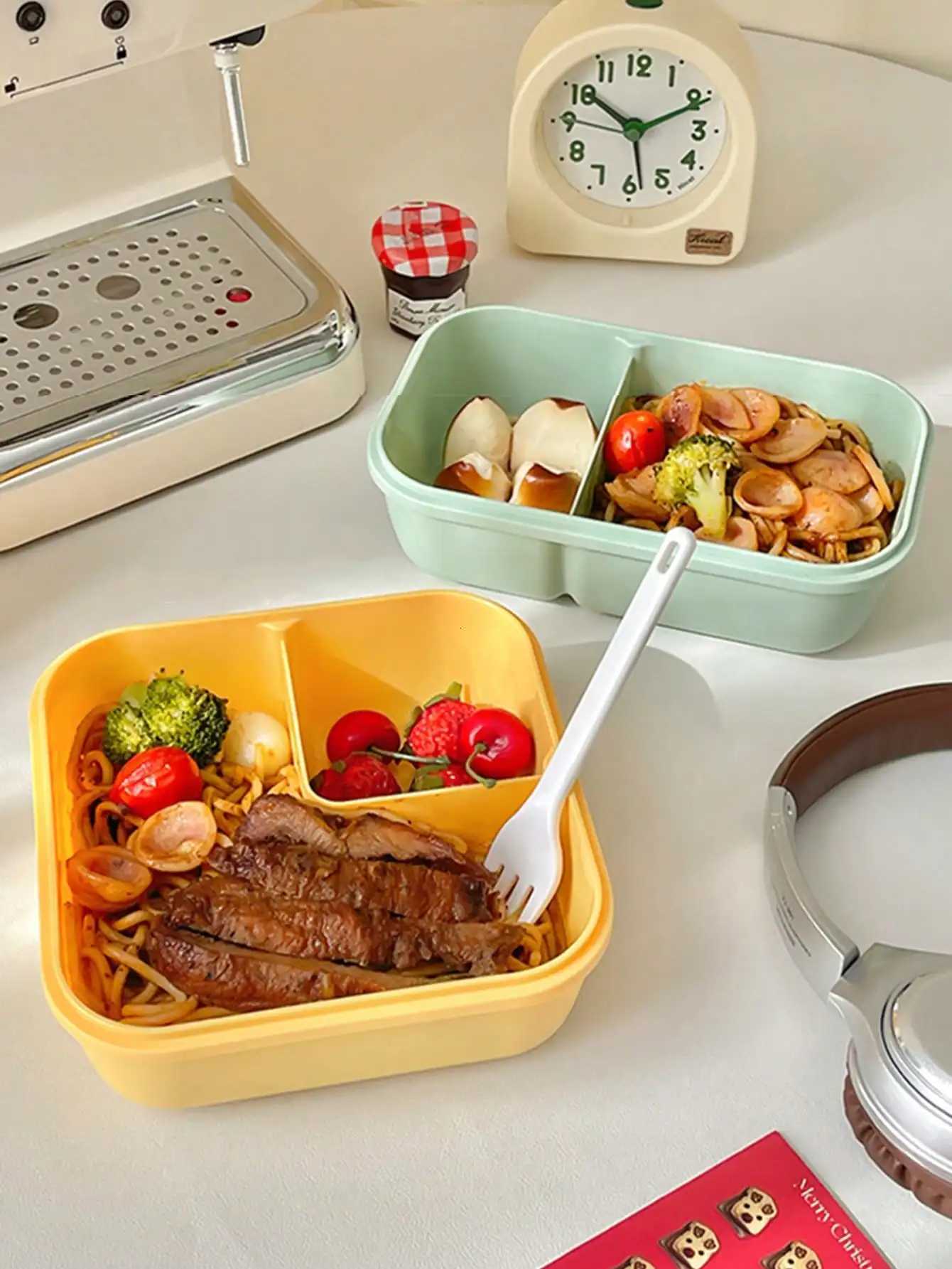 1pc Large Capacity Plastic Lunch Box With Fork Spoon Reusable Microwave Oven Bento Box Leakproof Food Container Portable FruM251121