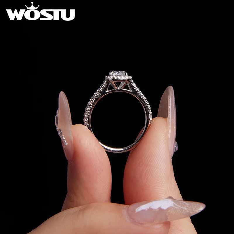 WOSTU 05CT Moissanite Solitaire Engagement Ring for Women 925 Silver Diamond Cut Wedding Promise Rings Multi Gems Band AnillosT251121