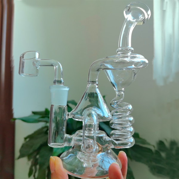 Recycler Glass Bong Smoking Water Pipe bubbler Heady Glass Oil Water Bongs Hookahs Smoke Accessories Freezable Coil with 14mm
