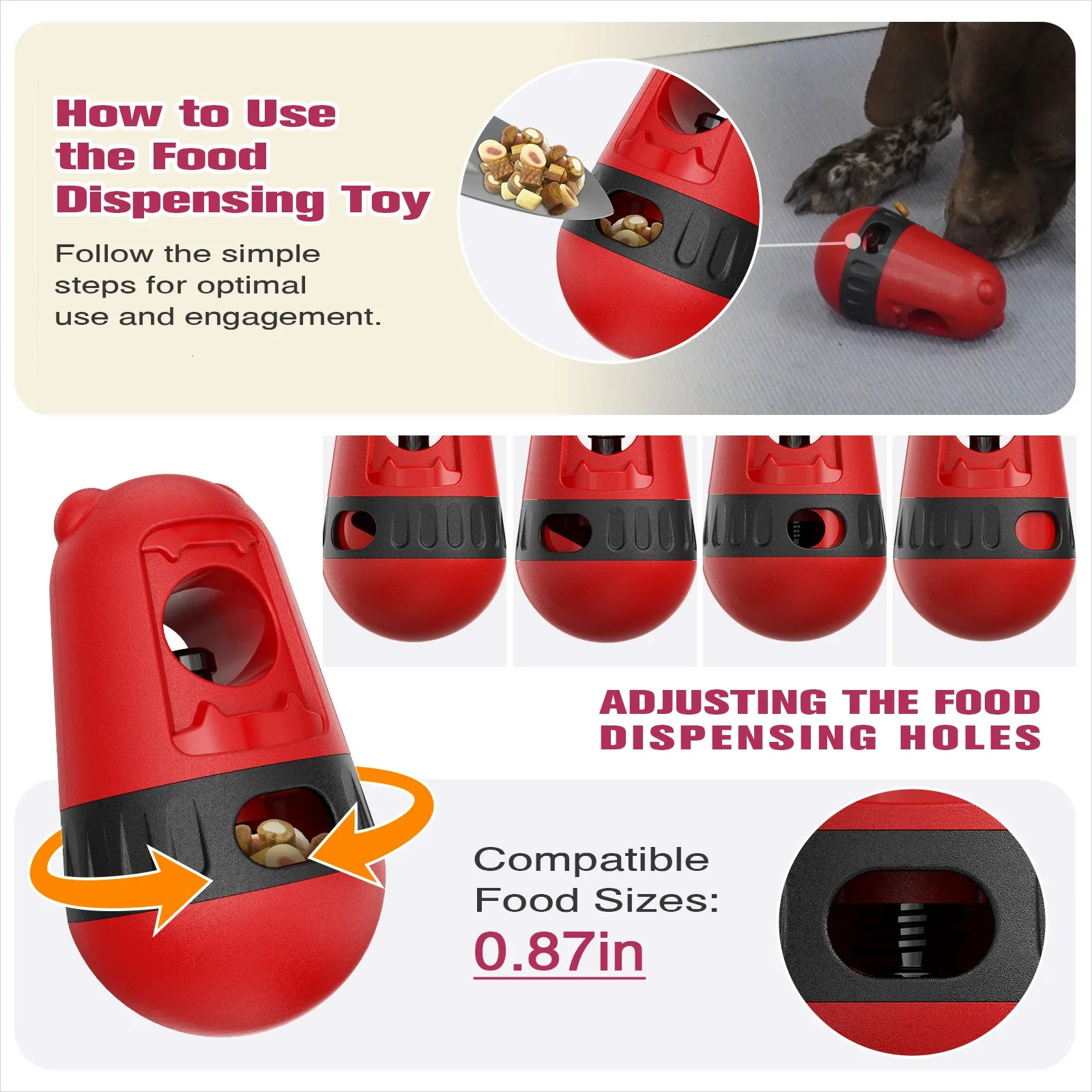 Bully Stick Holder Slow Feeder Ball Food Dispensing Toy for Small Medium Dogs Irregular Rolling Dog Toys