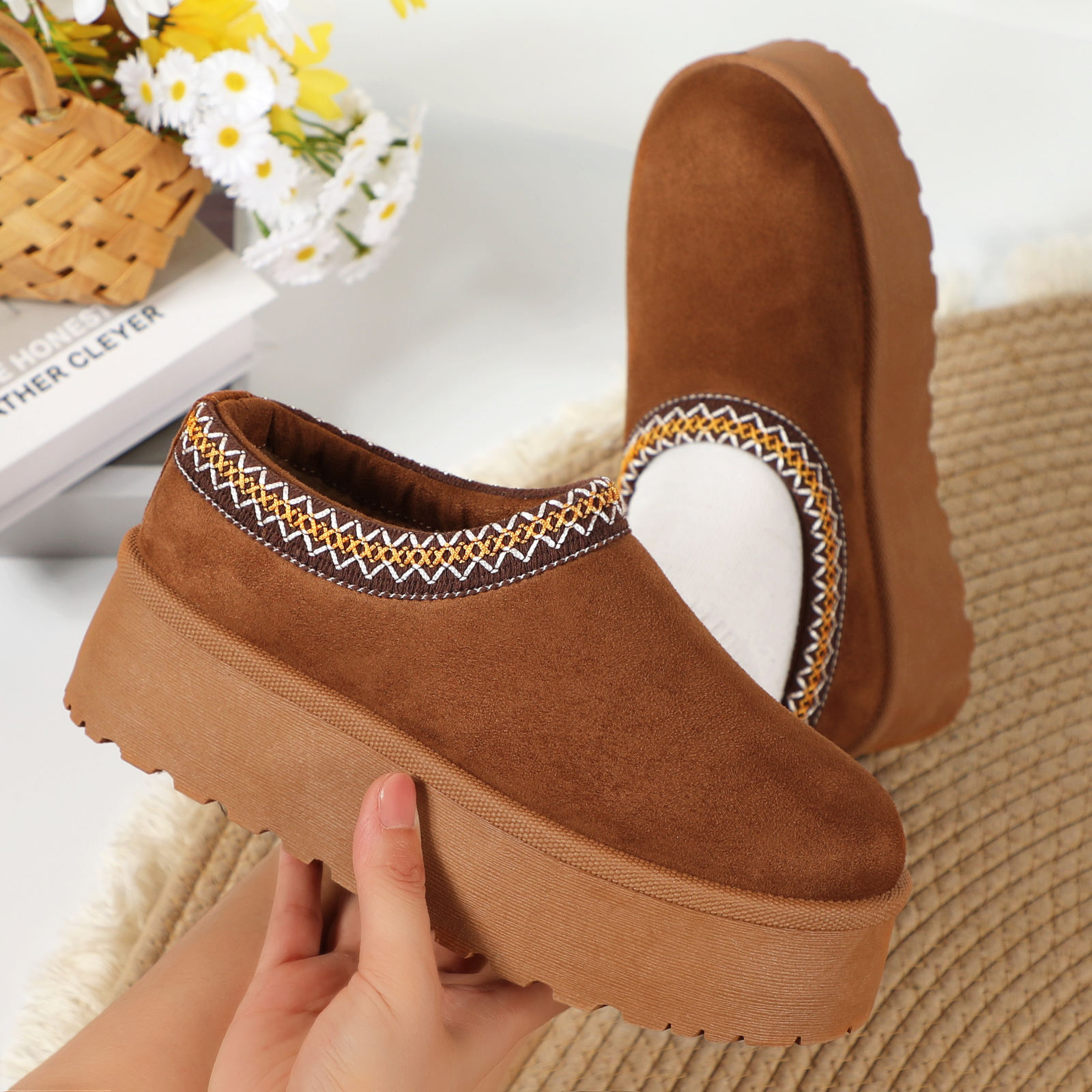 Lurnyet slipper snow boots men women slippers platform Boot slide mustard seed ultra mini slipper chestnut suede shoes womens winter ankle booties BON