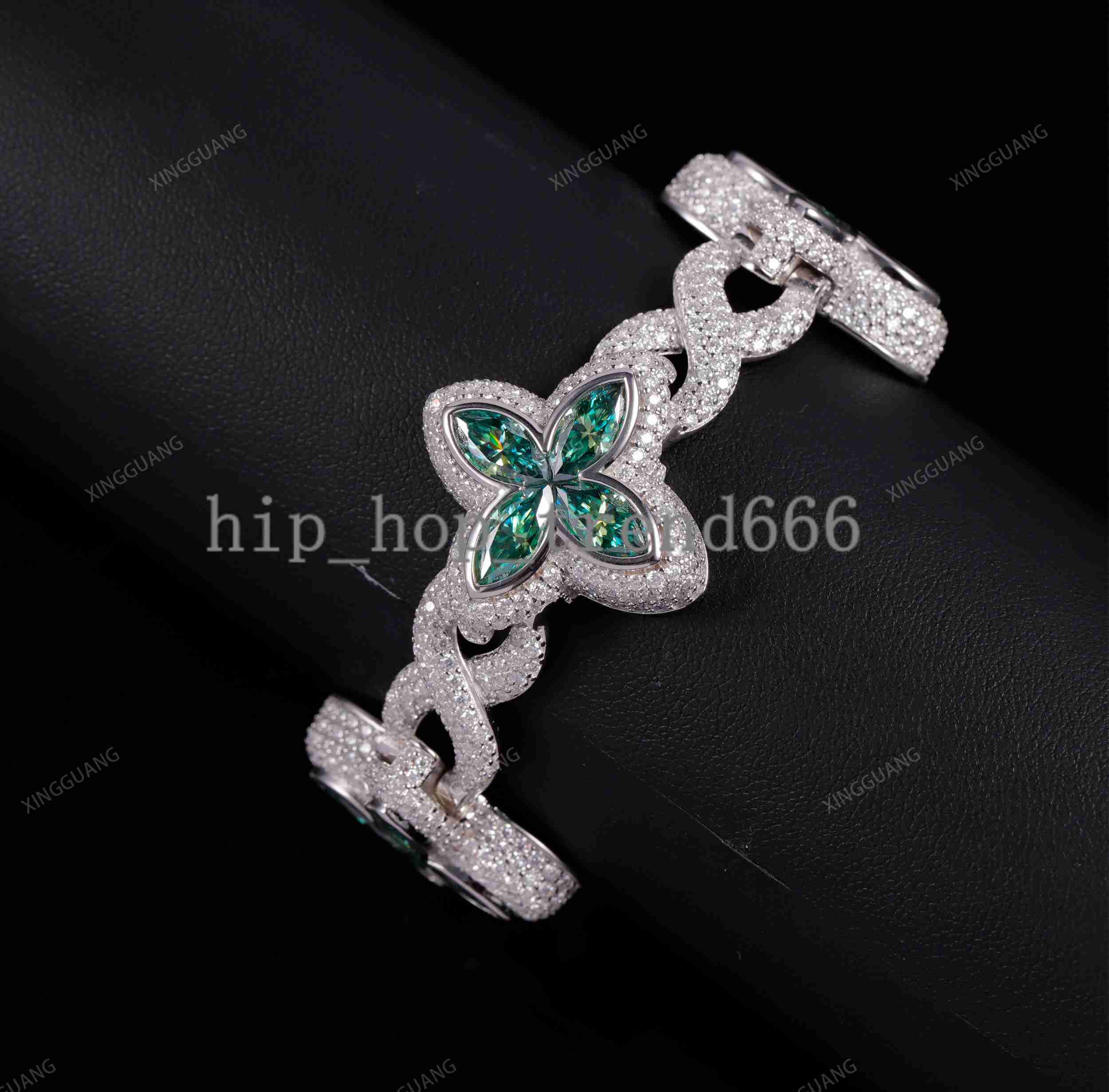 Green Marquise Moissanite Bracelets Iced Out Pass Diamond Tester 925 Silver Plated Gold Fine Jewelry Bracelets
