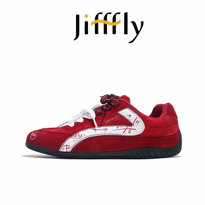 Jifffly brand designer men's and women's casual sports shoes, trendy graffiti wear-resistant synthetic suede leather shoes free delivery