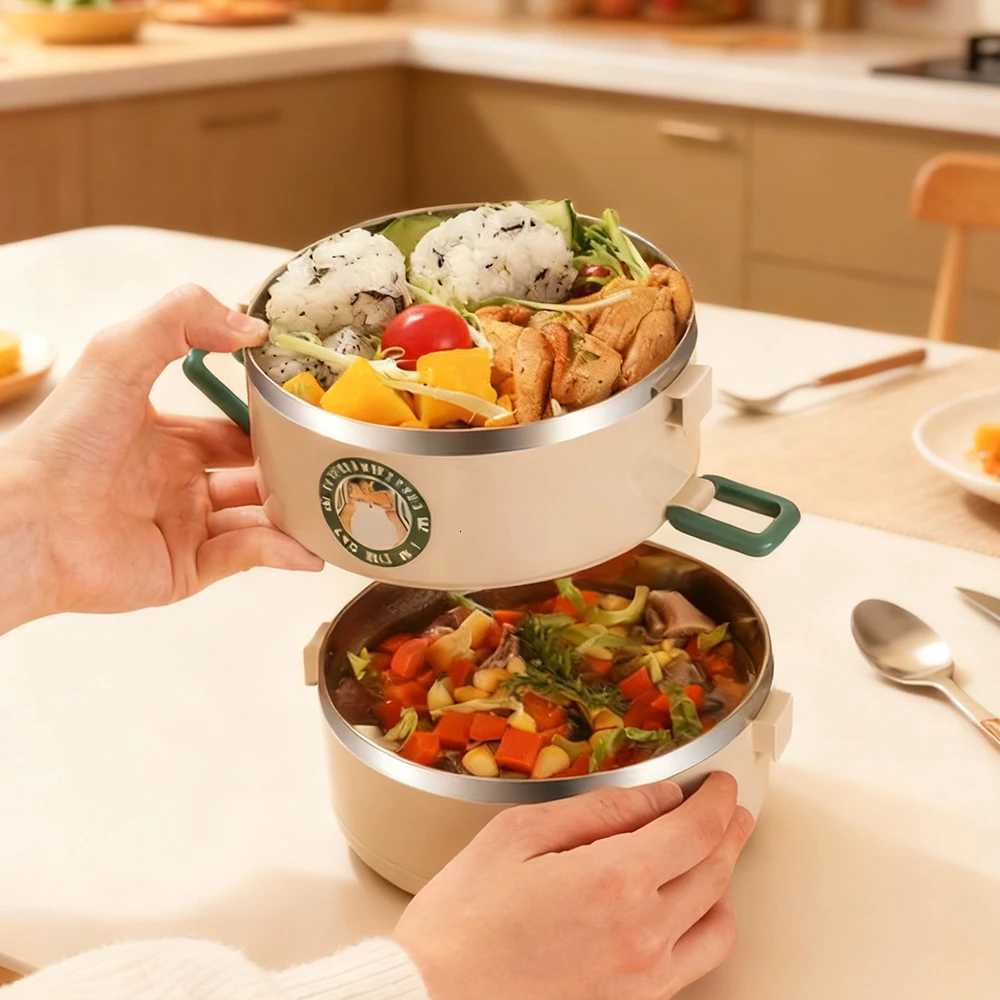 3 Stackable Cartoon Lunch Box 304 Stainless Steel Inner Separate Bento Box Easy to Carry For Office Workers StudentsM251121