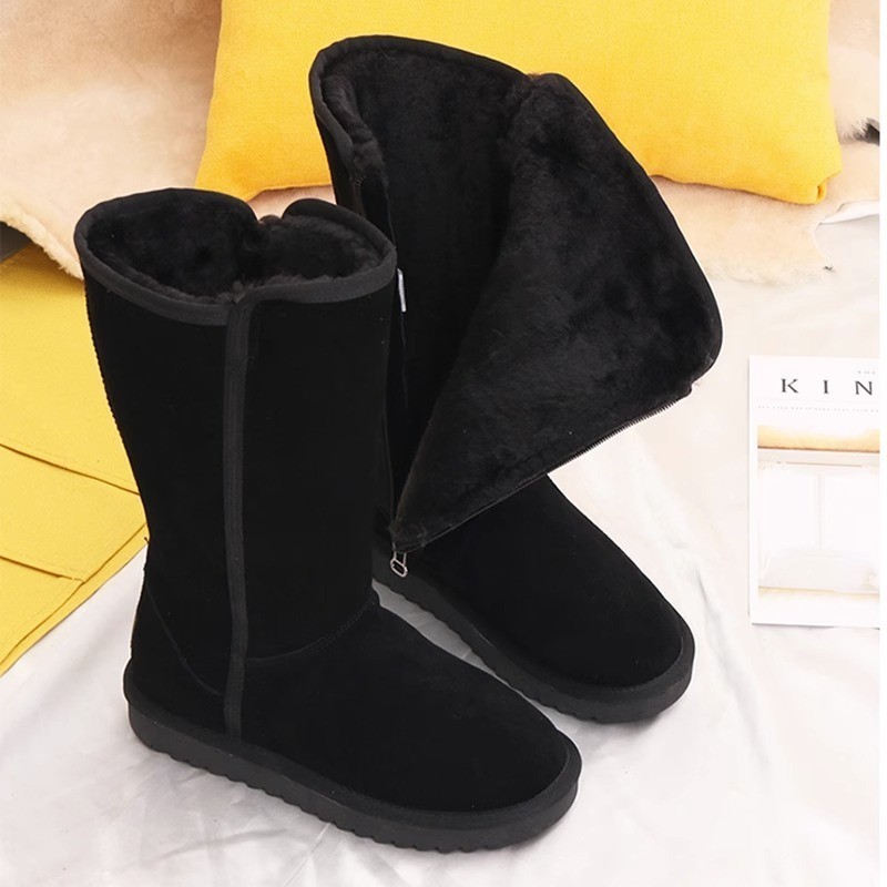 Winter Women Chelsea Snow Boots Casual Shoes Fur Short Plush Warm Mid-calf Boots Flats Femme Shoes Suede Botas 241030