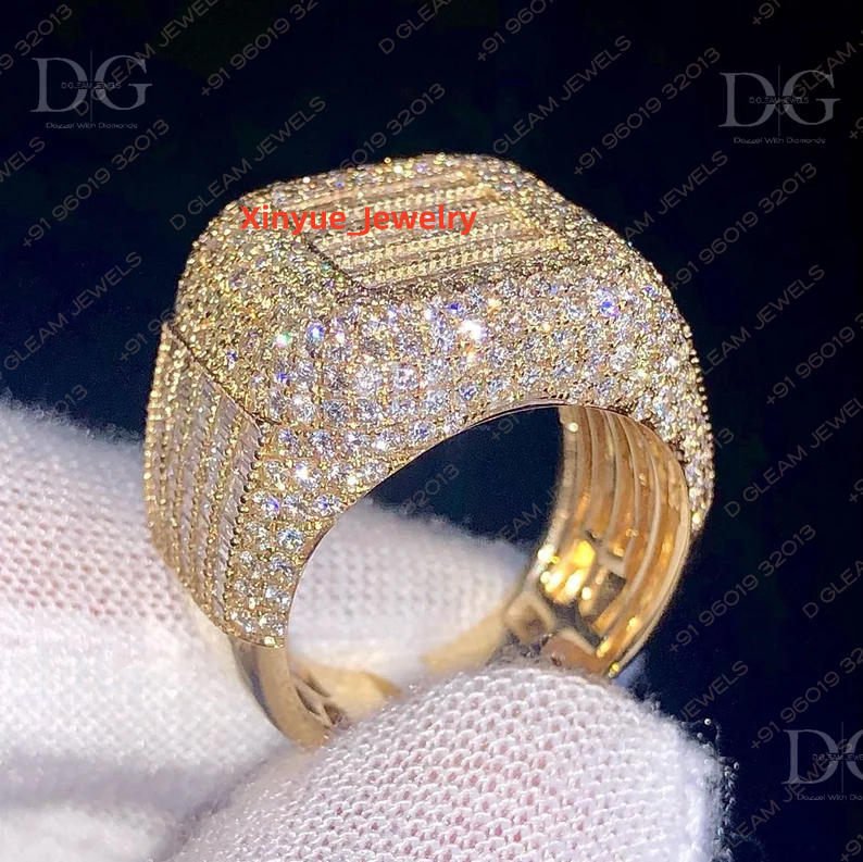 14K Yellow Gold Custom Champion Rings For Men Jewelry Customized Iced out Baguette Diamond Men Ring VVS Moissanite Hip Hop Ring