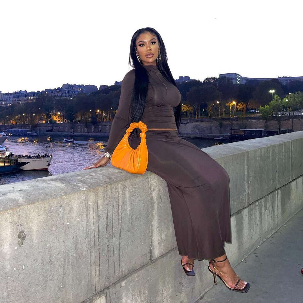 hoodie Women's Wear Winter New Women's Fashion Casual Half High Collar Long Sleeve Solid Color Slimming Skirt Set jacket