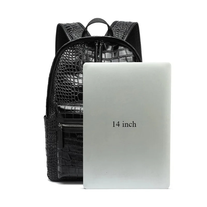 Fashion Backpack Men Alligator PU Leather Backpacks for Laptop Bags Large Capacity Travel Student Schoolbag 251111