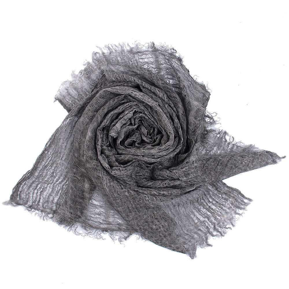 K468 2024 Spring and Summer Thin Solid Color Linen Scarf Tie-Dye Retro Style Women's Scarf Tassel Decoration Sunscreen Shawl