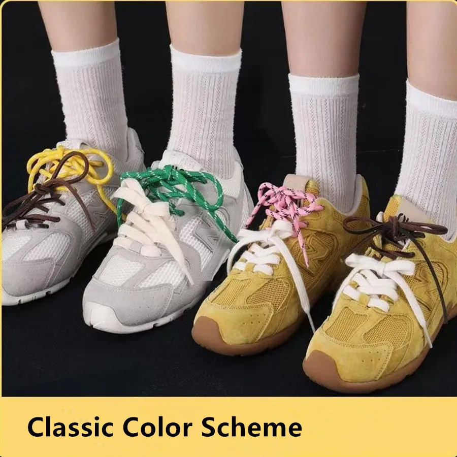 4 pcsset Vintage DE Training Shoelaces Round Flat Leather Fall Winter Combination DIY Sports Casual Shoes Decoration 251121