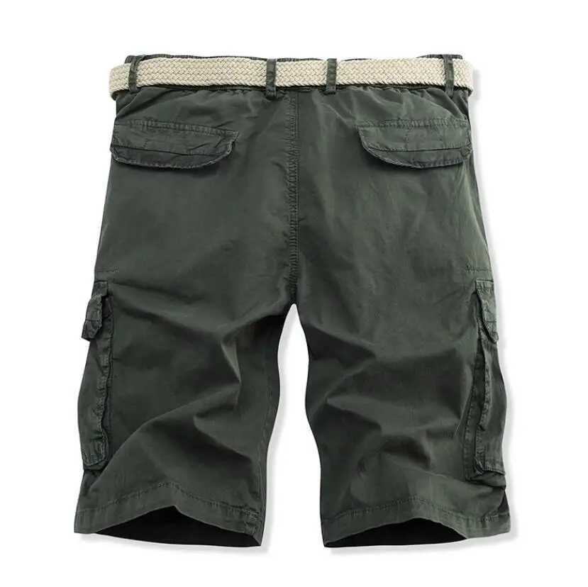 Mens cargo shorts with multiple pockets summer mens cotton casual tool shorts high-quality mens loose cargo shorts without straps W250421