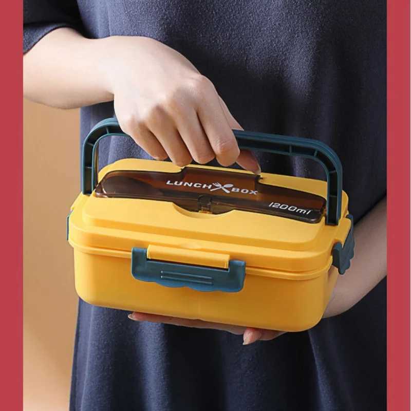 1200ml Large Capacity Lunch Box Portable Wheat Straw Bento Box Leak-proof Food Storage Container for Kids Back To School CampingM251121