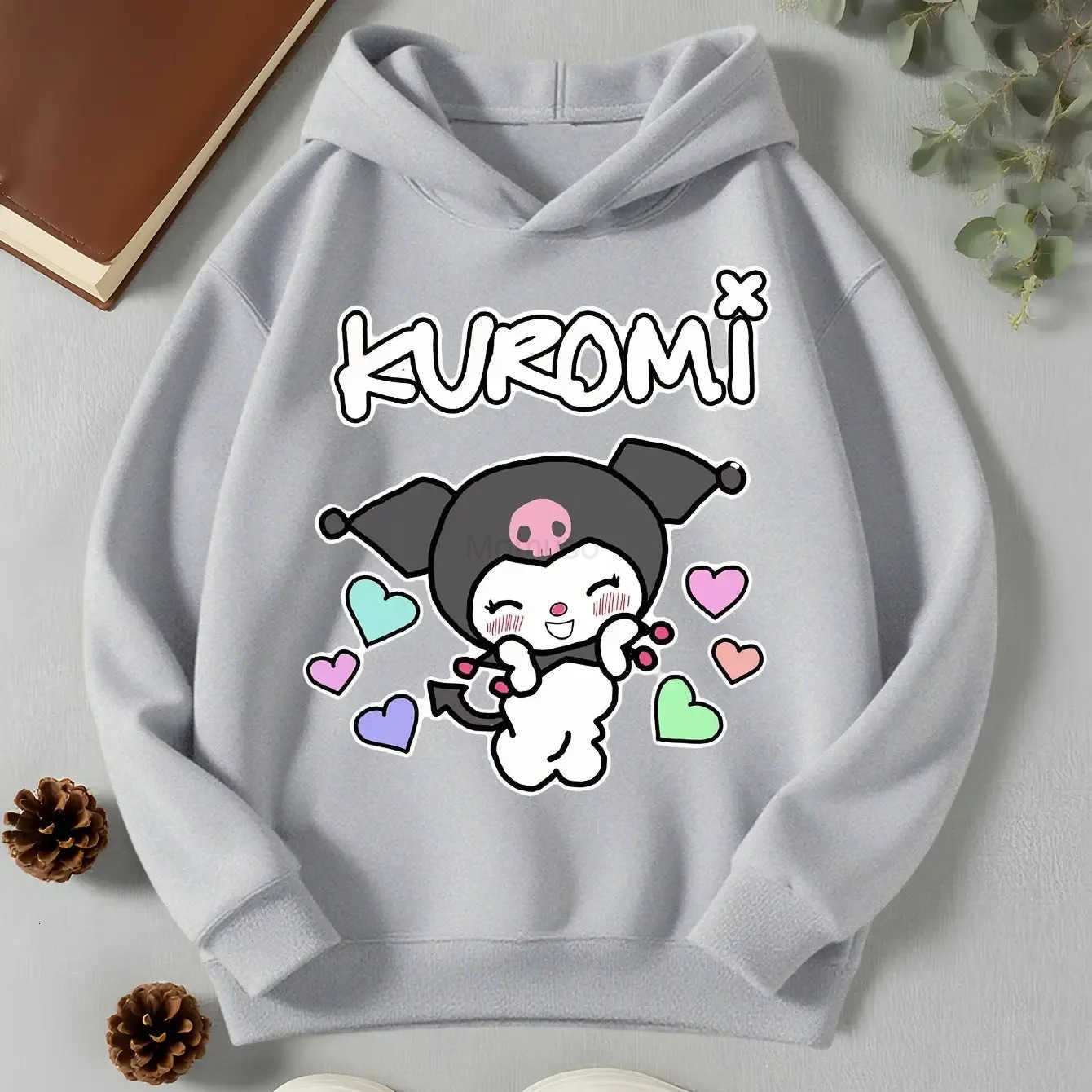 Sanrio Kawaiis Kuromi Childrens Clothing Printed Sweatshirt for Autumn and Winter Outdoor Girls Boys Casual Pullover H251121