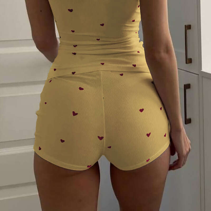 hoodie Women's Wear Summer New Love Printed Tank Top Shorts Sleepwear Two Piece Set Home Clothes Women jacket