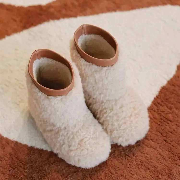 Kids Princess Boots Warm Soft Sole Girls Plush Shoes Korean Style 2025 Winter New Children Short Boots with Warm Fur VersatileW251121