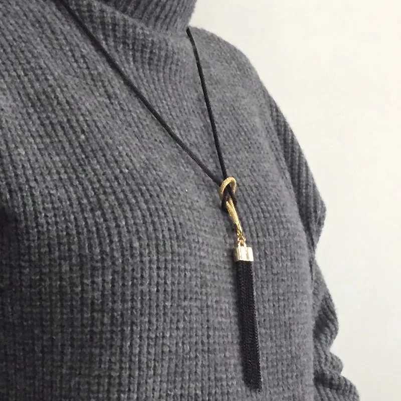New Arrival Female Pendant Necklace Tassel Long Winter Sweater Chain Necklace Women Necklaces Black Jewelry Wholesale GiftXJ251121