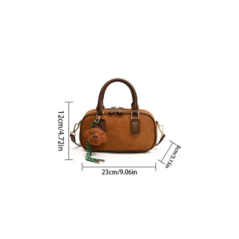 Elegant PU Leather PU Bowling Bag Solid Color Handbag Small Square Bag Large Capacity Korean Style Boston Travel BagXJ250512