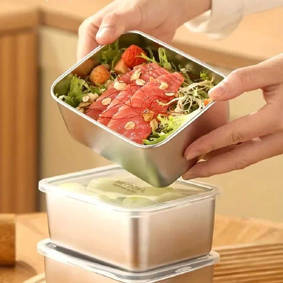 stainless steel fresh-keeping box with sealed lid thickened small lunch box camping food packaging and storage boxM251121