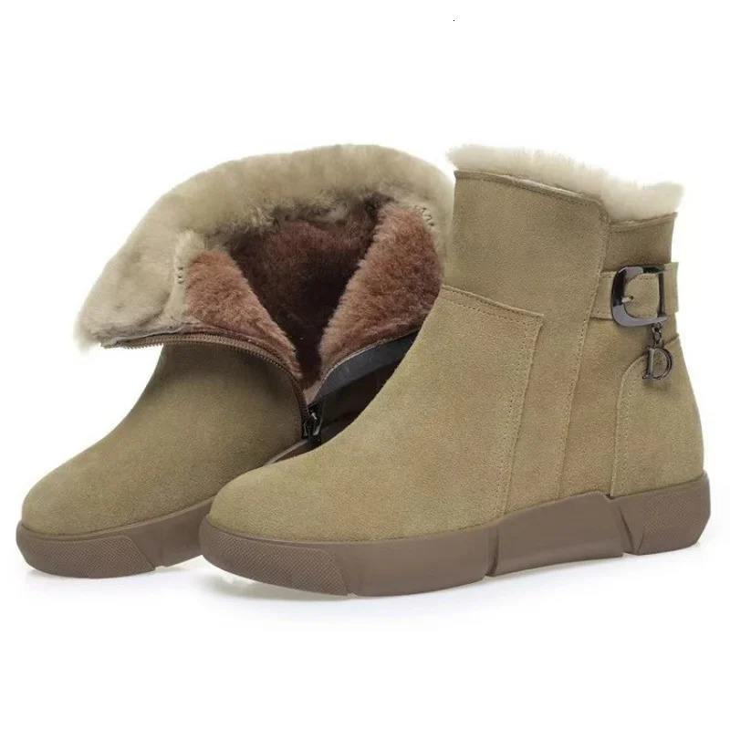 Short Winter Cow SuedeMatte LeatherFashion Boots Rubber Artificial Plush 251121