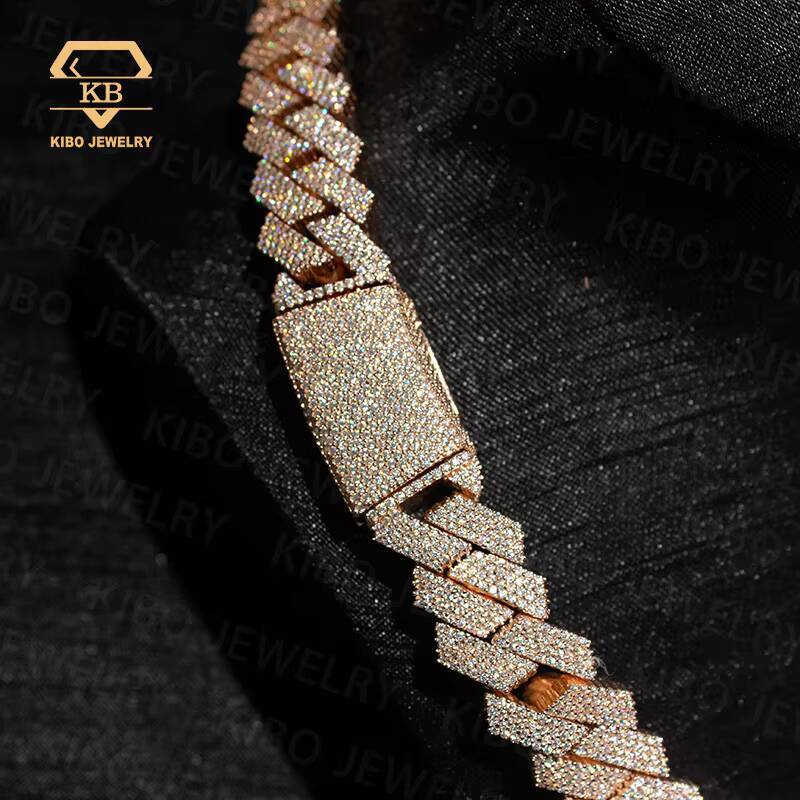 Heavy Moissanite Cuban Chain VVS Diamond 4rows 14mm 18mm 20mm S925 Silver GRA Moissanite Necklace Mens Hiphop Cuban Link Chain