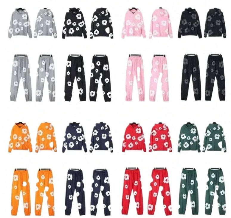 denim tearhoody Mens designer hoodie Long Sleeve Round sweatpants set Sweatshirts denim tearly Loose Hooded Tops tearness Streetwear Pullover crewneck hooded