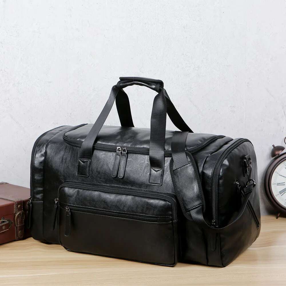 Men's Large Travel Tote Soft Leather Business Trip Holiday Handbag Man Carry ON Lage Pack Bags Black Brown PU Shoulder Bag