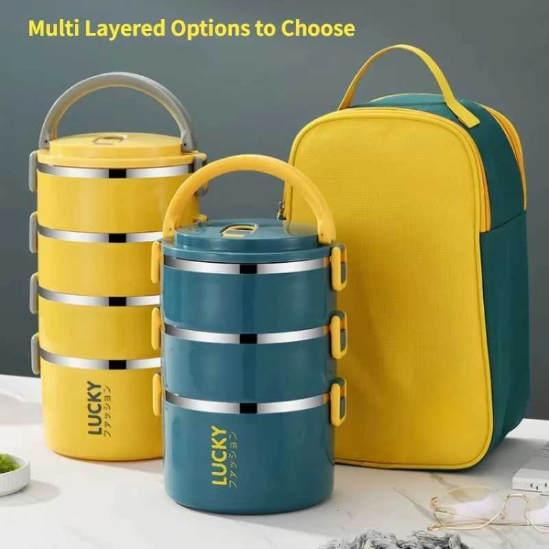 1/2/3/4 Layer Portable Lunch Box Thermo Insulation Bento Thermos Containers Bento Bag Food Warmer for Kids Food ContainersM251121
