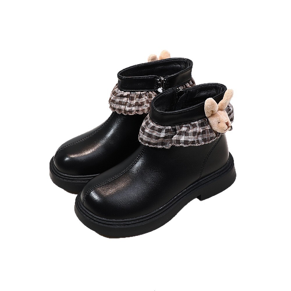 Winter double cotton short velvet glowing shoes, leather boots, fashionable and trendy shoes, short boots, midsole Martin boots, casual children'