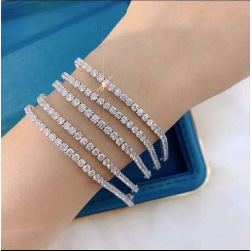 Sterling Sier D VVS Moissanite Bracelet Iced Out 3mm 4mm 5mm Tennis Chain Men and Women Hip Hop Jewelry