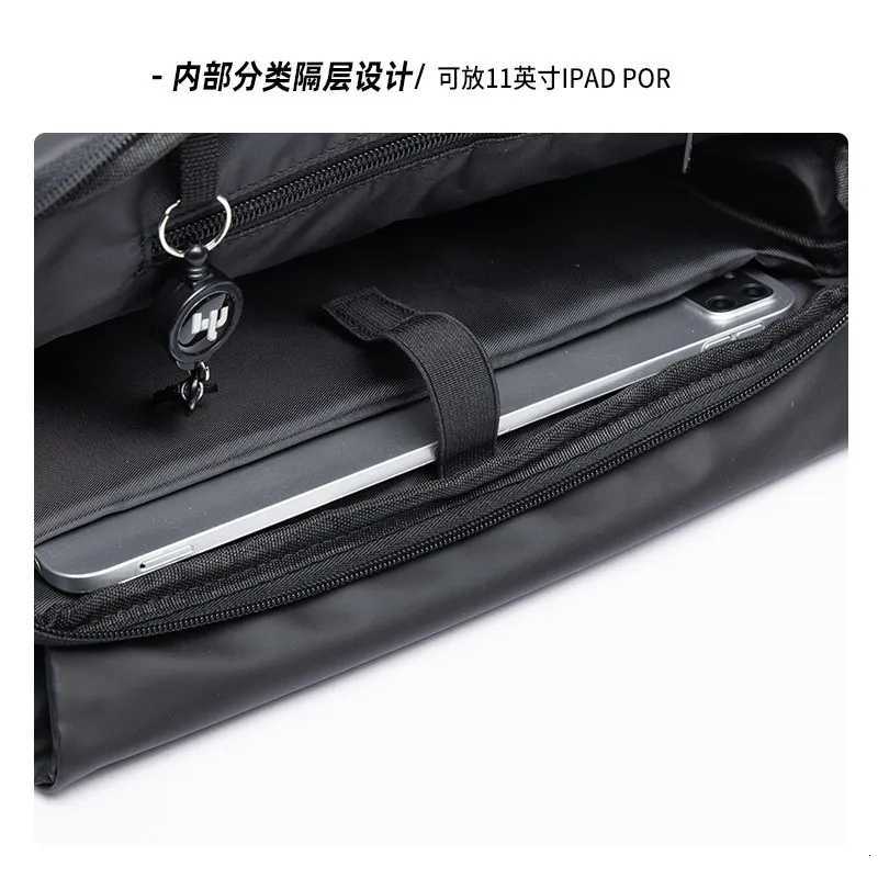 Fashion Waterproof Crossbody Bag Men Large Capacity 15 inch Laptop Fi Shoder Bag Solid Black Light Portable Anti-theft Zipper Bag Y251121