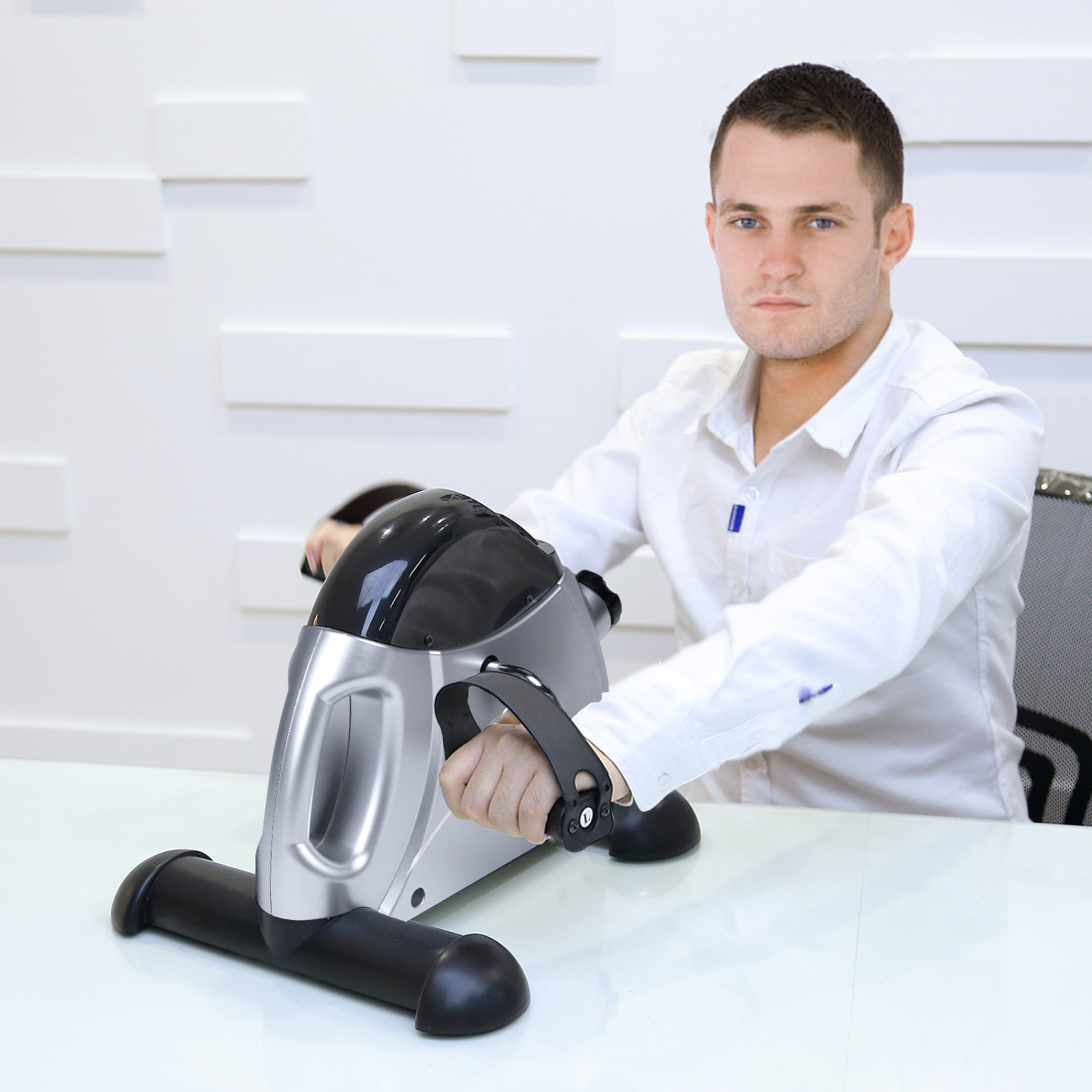 Mini Exercise Bike,Under Desk Bike Pedal Exerciser Portable Foot Cycle Arm & Leg Peddler Machine with LCD Screen Displays