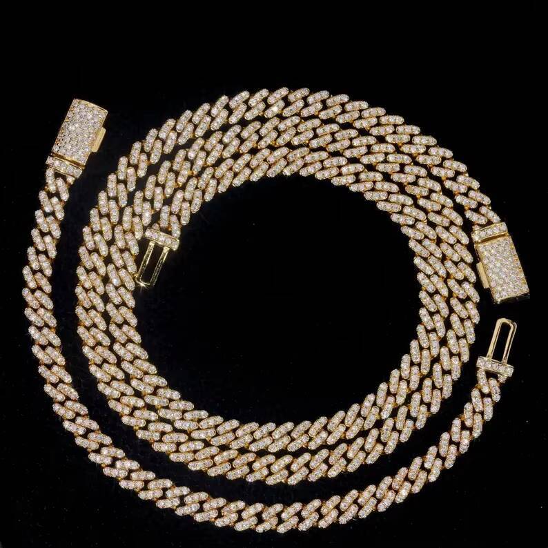 Hip Hop Jewelry Moissanite Bracelet and Necklace 925 Sterling Silver Pass Diamond Test Iced Out 6mm Pill Cuban Link Chain