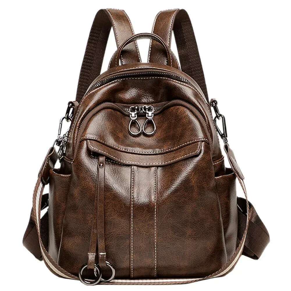 Genuine Leather Backpack For Women Casual Daypack Soft Fashion Shoulders Bag Waterproof Retro Mini Rucksack Girls Ladies