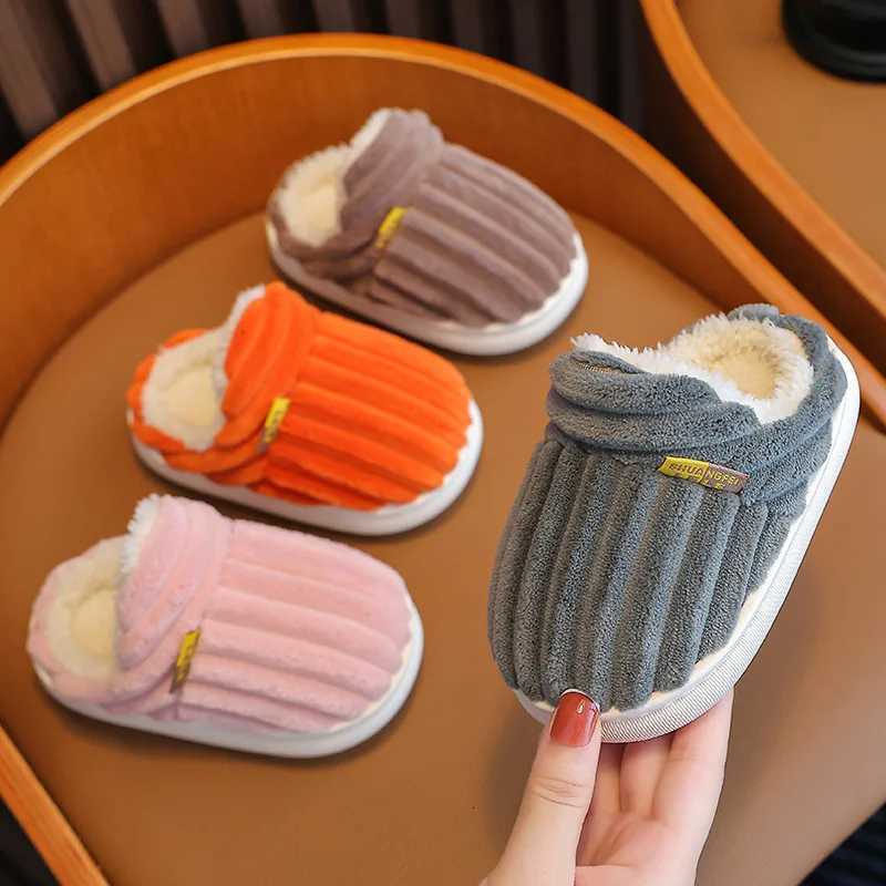 Smile Pop Winter Childrens Cotton Slippers For Boys And Girls Non-slip Warm Slippers Childrens Plush Home Baby Cotton SlippersW251121