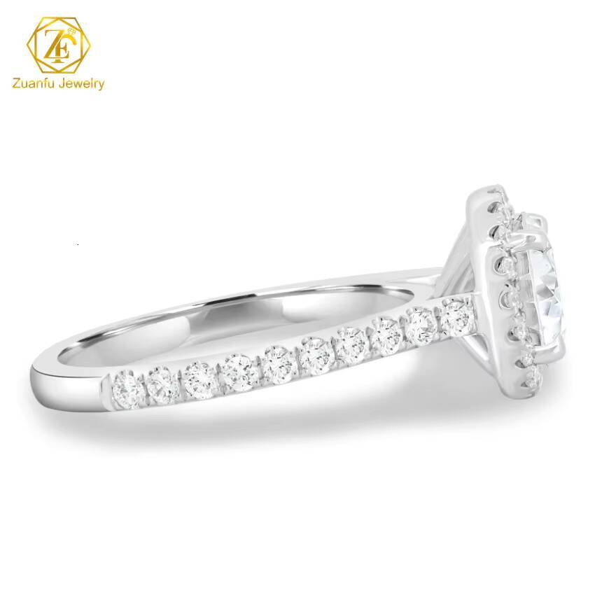 Mossanite Diamond Engagement Rings Woman 9K 10K 14K 18K Yellow Gold Jeweler 1ct Round Moissanite halo Ring