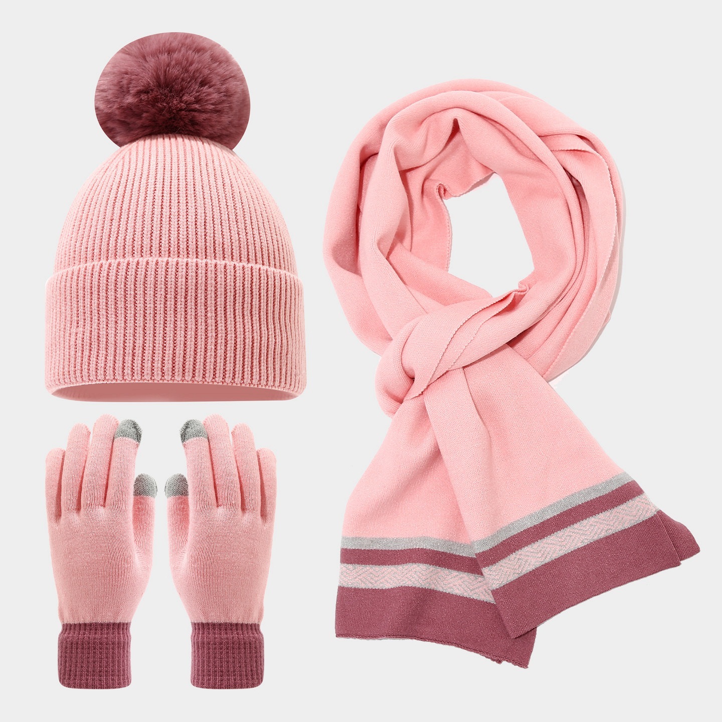 Autumn Winter designer scarf Women's Ear Protection Pom Pom Knitted Hat Scarf Gloves Cold Protection Set Outdoor Skiing Warm Three-Piece Set Tren