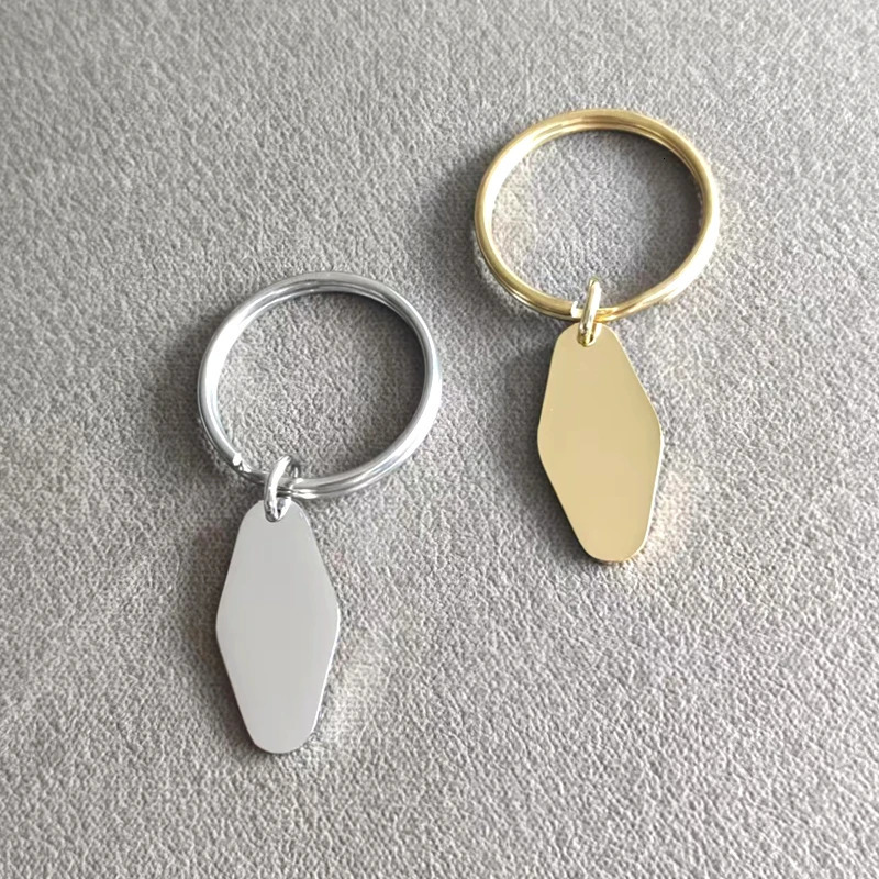 10pcs Mirror Polish 304 Stainless Steel Cute Keychain rhombus 251121