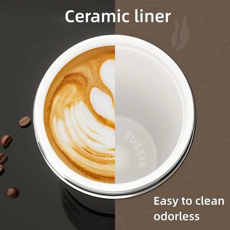 500ML Ceramic Liner Travel Mug Vacuum Insulated Thermos For Coffee Thermal Cup Tumbler Digital Lid L251121OM8D W260226
