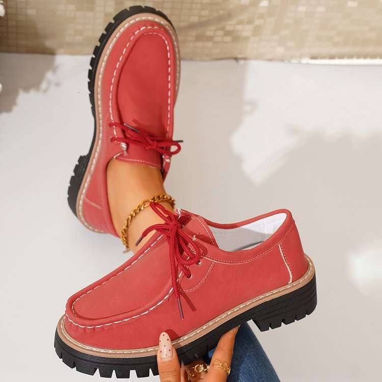 Large Size Platform Heel Cross Strap Casual 2025 Autumn New Round Toe Outdoor Women's Shoes