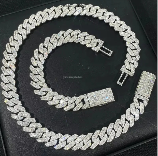 Customized DIY Name Letter Pendant 20mm Cuban k Chain Necklace Sterg Sier Moissanite Baguette Dia Pendent For Men