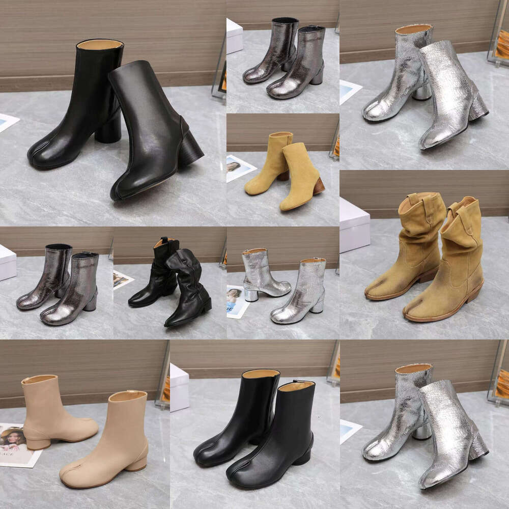 Tabi shoes Luxury Designer women boots Latest Color Chelsea booties Thick Heel Round Toe Fashion Neutral Split mid-calf Boots Classic Ankle boot womens fashion shoe