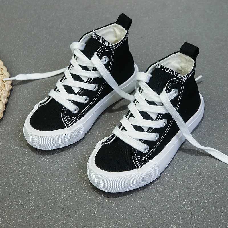 Children Spring Autumn Fashion Canvas Shoes Boy Simple Solid Color Front Lacing Shoes Girls Low Top Soft Soled Kids Cloth ShoesW251121