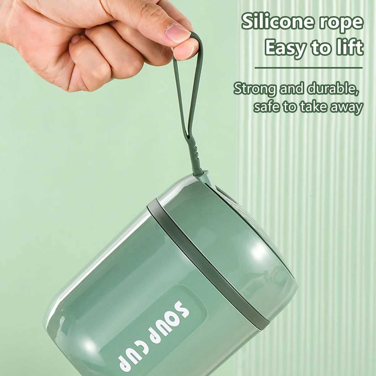 Stainless steel small insulated cup student adult with spoon breakfast cup lunch box outdoor portable sealed lunch boxM251121