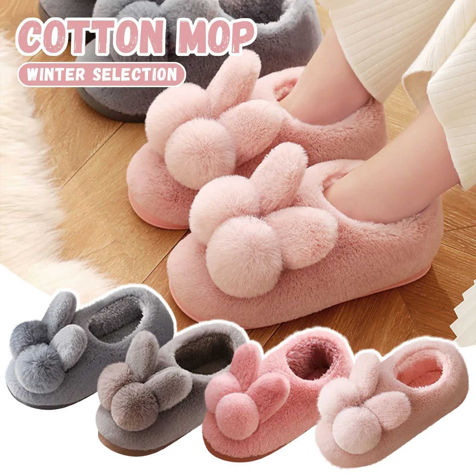 Winter Warm Cotton Slippers for Women and Moms Plush Cartoon Design Soft Indoor House Shoes Cozy Home Wear for Cold WeatherW251121