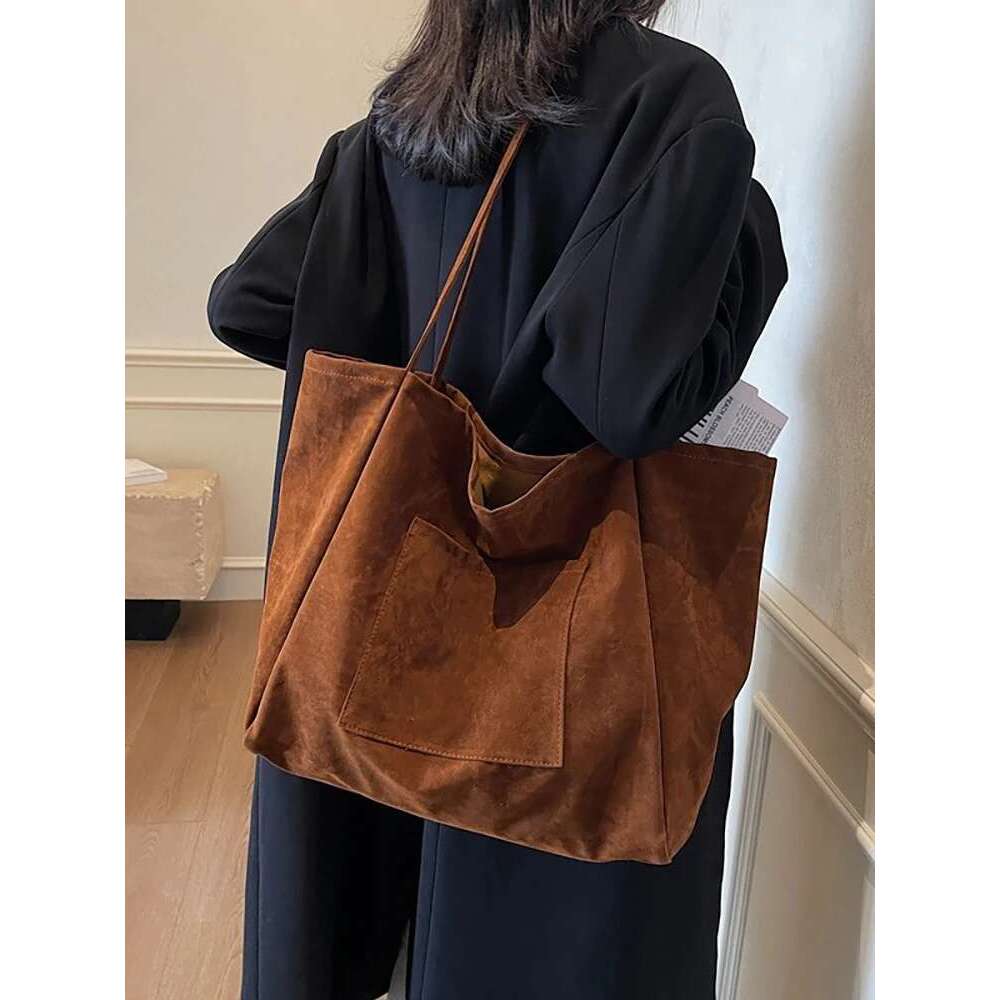 Purse For Women Hobo Bags Fall Slouchy Suede Tote Bag Brown Suede Bag For Travel Shopping Work