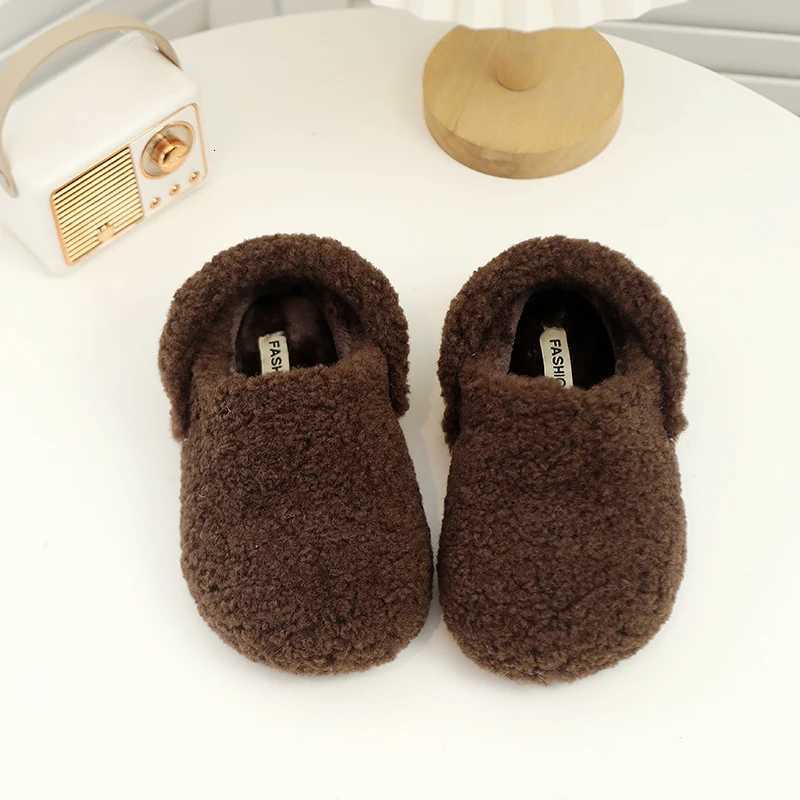 Children Cotton Slippers Soft Bottom Anti-slippery Kids Short Plush Warm Casual Flats Shoes Winter Girls Home Fluffy SlippersW251121