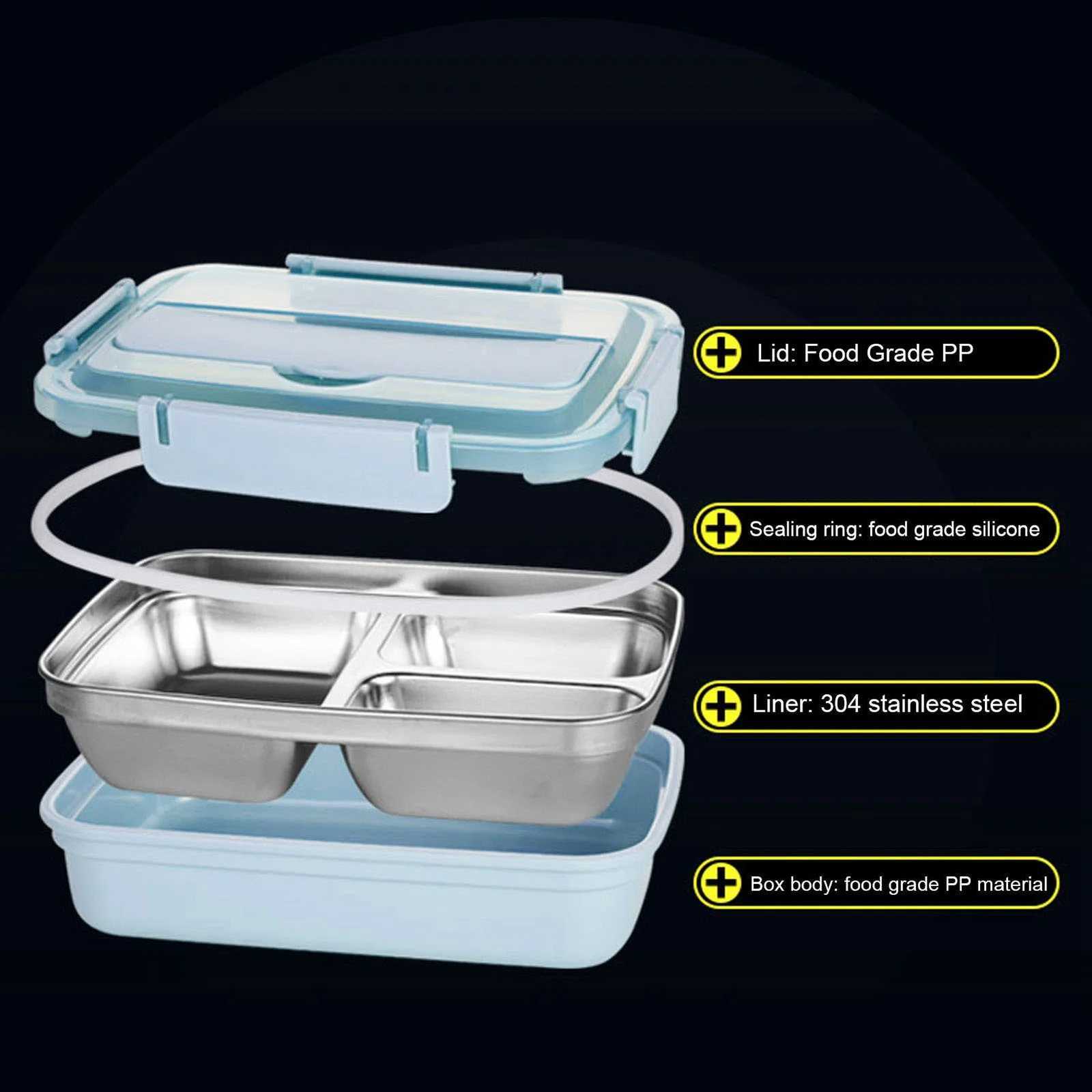 Food Storage Container Dinnerware Stainless Steel Lunch Box 4Grid Portable Bento Box Food Storage Container for Student AdultM251121